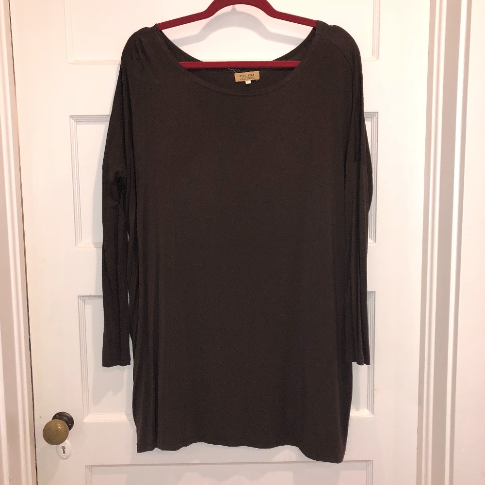 Brown PIKO Long Sleeve Dress